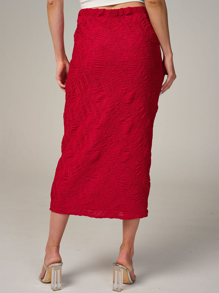 WOMEN'S ELASTIC WAIST RUCHED DETAILED MAXI SKIRT