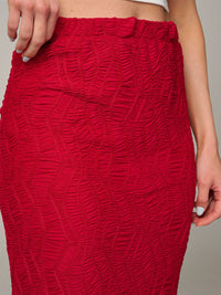 WOMEN'S ELASTIC WAIST RUCHED DETAILED MAXI SKIRT