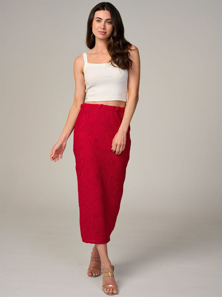 WOMEN'S ELASTIC WAIST RUCHED DETAILED MAXI SKIRT