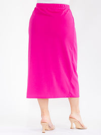 PLUS SIZE ELASTIC WAIST SOLID MAXI SKIRT