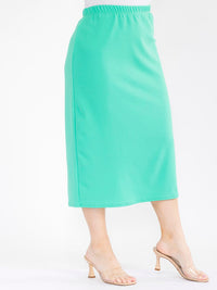 PLUS SIZE ELASTIC WAIST SOLID MAXI SKIRT