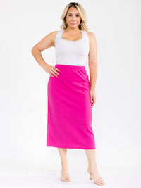 PLUS SIZE ELASTIC WAIST SOLID MAXI SKIRT