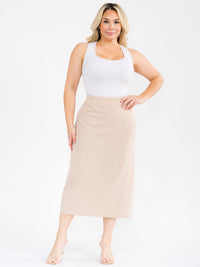 PLUS SIZE ELASTIC WAIST SOLID MAXI SKIRT