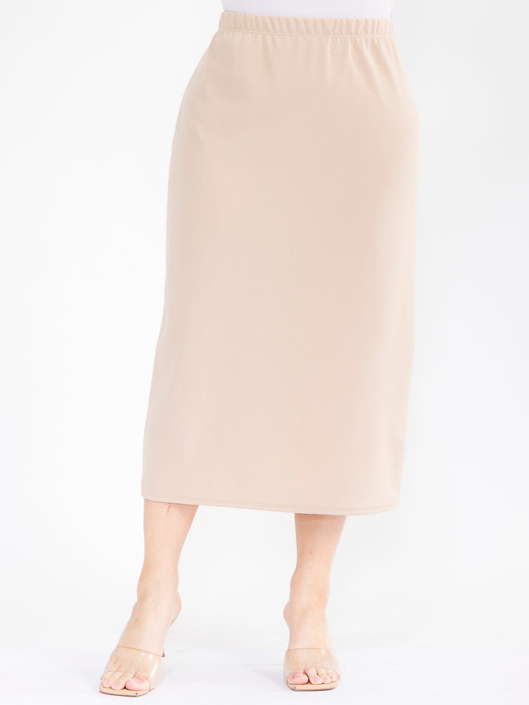 PLUS SIZE ELASTIC WAIST SOLID MAXI SKIRT