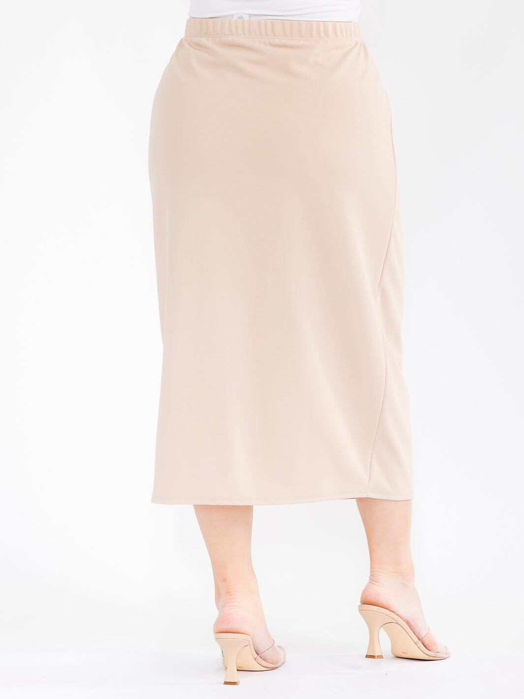 PLUS SIZE ELASTIC WAIST SOLID MAXI SKIRT