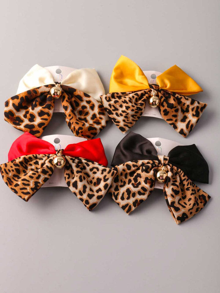 FASHION ASSORTED ANIMAL PRINT BOWS HAIR BARRETTE