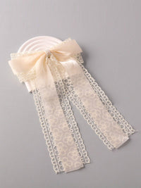 FASHION LACE PEARL BOW HAIR BARRETTE