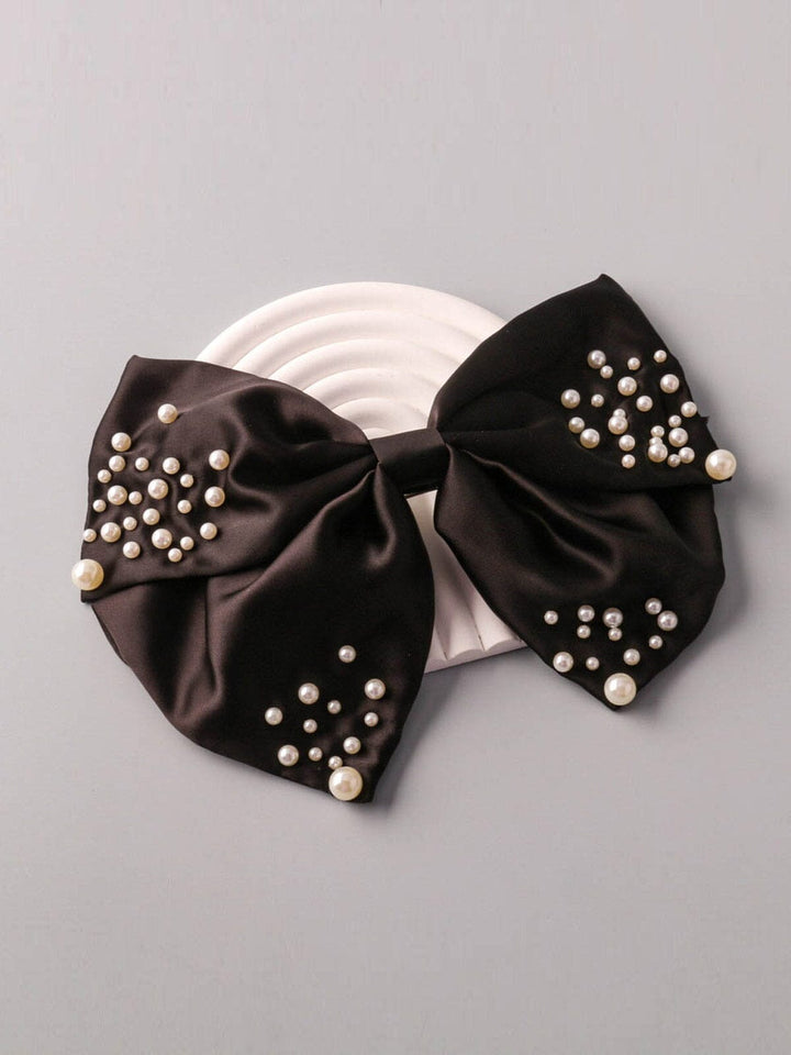 FASHION PEARL BOW HAIR BARRETTE
