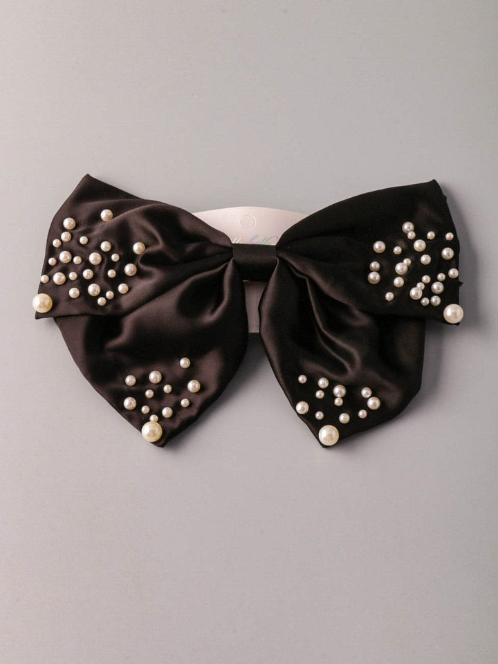 FASHION PEARL BOW HAIR BARRETTE