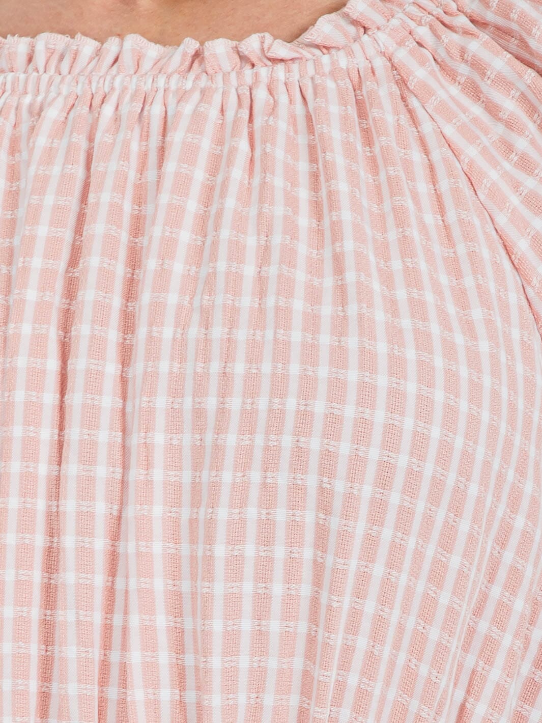 WOMEN'S SHORT SLEEVE ELASTIC WAIST POCKETS PLAID MINI DRESS