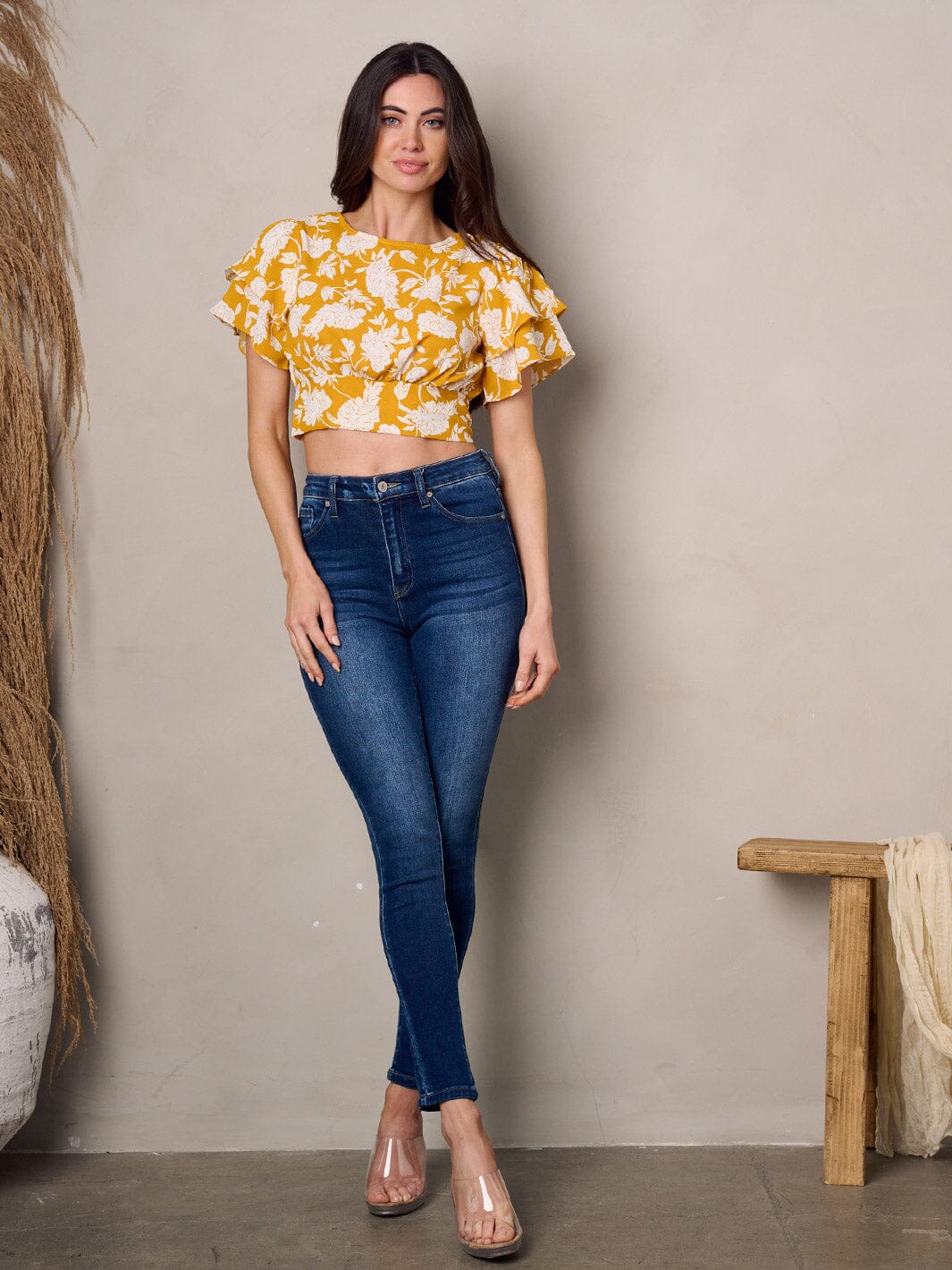 Open Edit Women's Blue-Green Ripple Ruched Bodice Top Size 1X main image 0