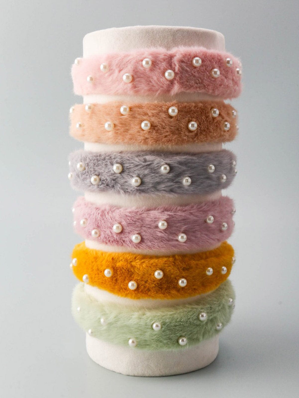 WOMEN'S ASSORTED COLORS FUZZY PEARL HEADBANDS