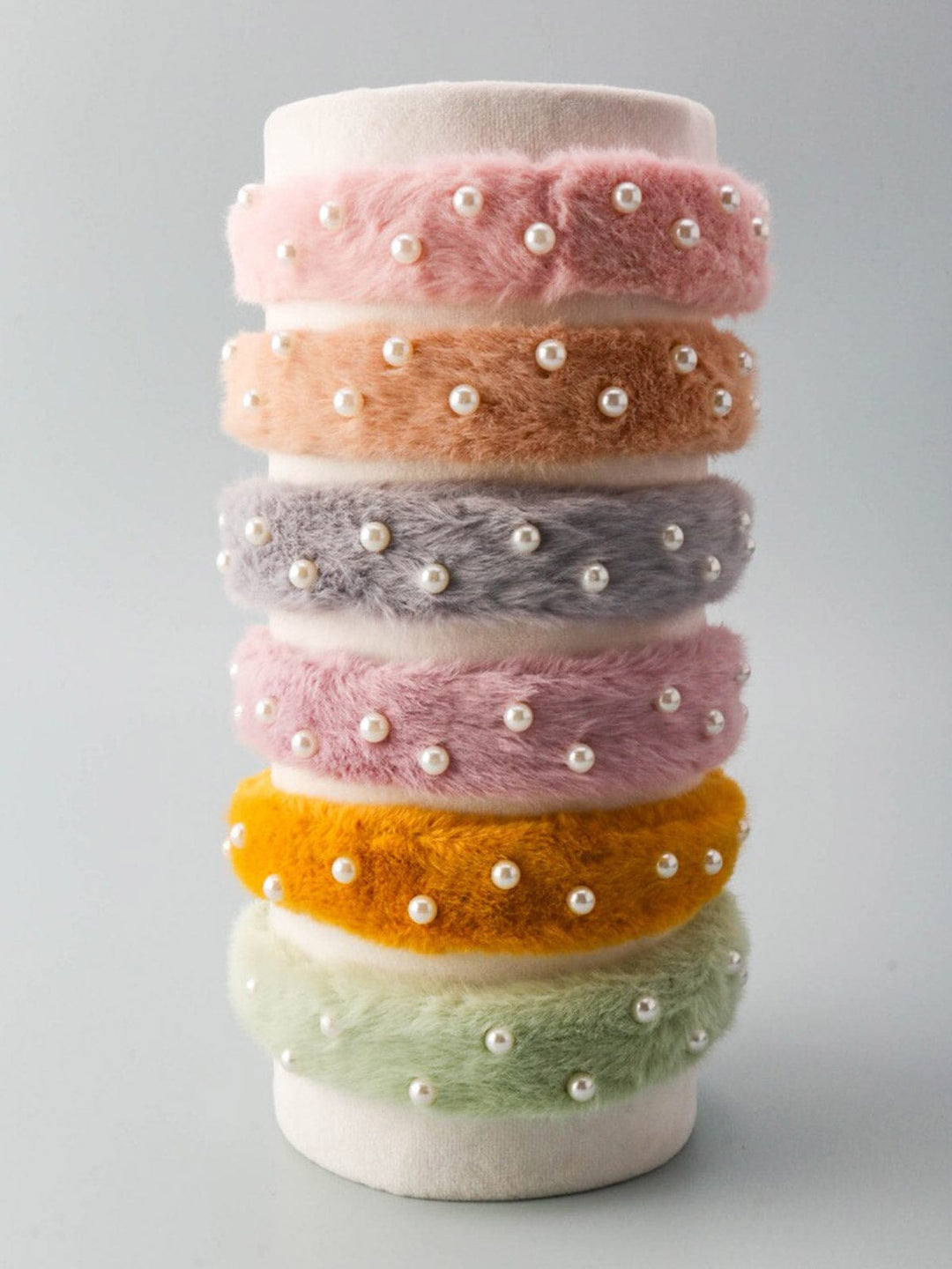 WOMEN'S ASSORTED COLORS FUZZY PEARL HEADBANDS