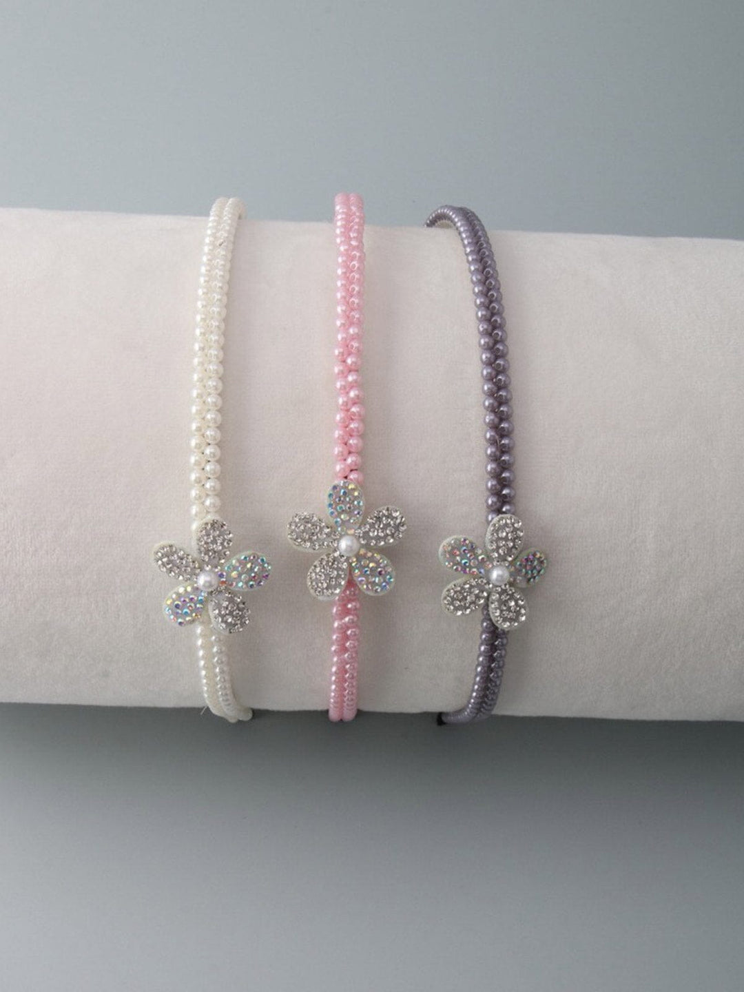 WOMEN'S ASSORTED COLORS PEARL & FLOWER DESIGN HEADBANDS