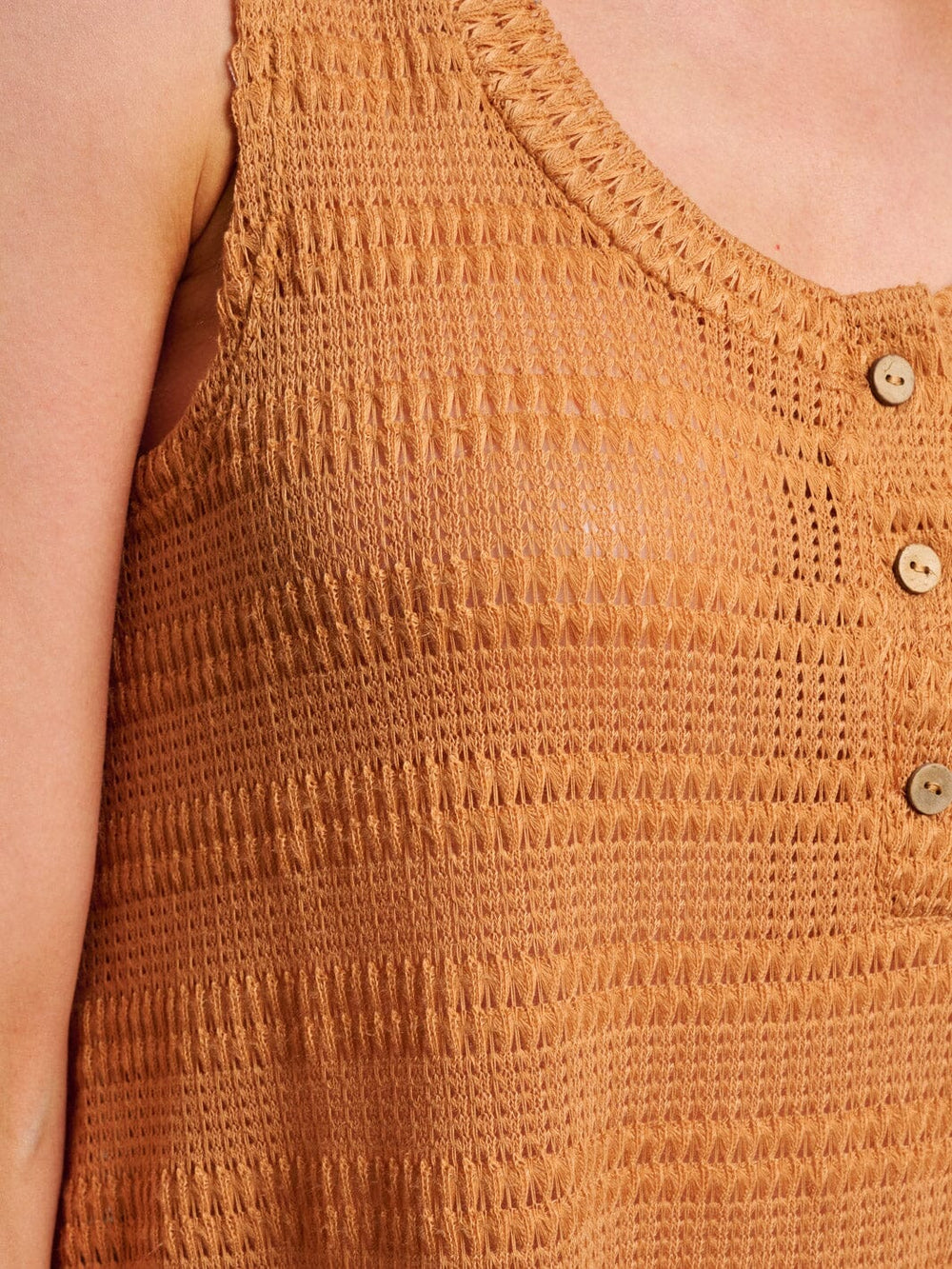 WOMEN'S SLEEVELESS BUTTON UP KNITTED TUNIC TANK TOP