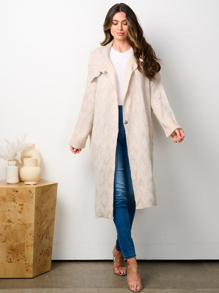 WOMEN'S LONG SLEEVE BUTTON CLOSURE POCKETS CARDIGAN