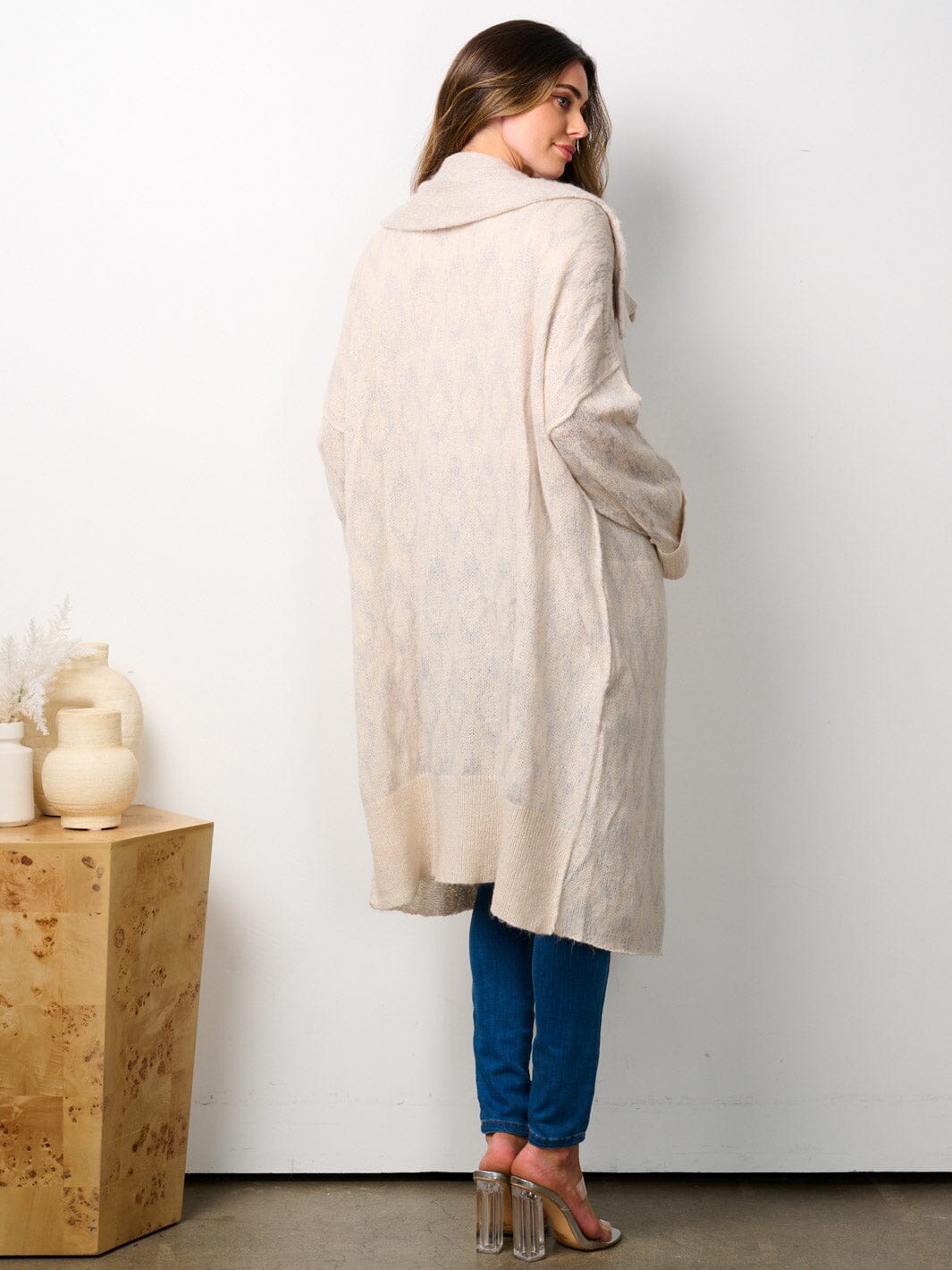 WOMEN'S LONG SLEEVE BUTTON CLOSURE POCKETS CARDIGAN