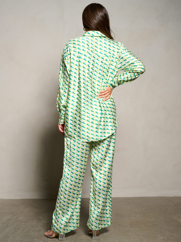 WOMEN'S LONG SLEEVE BLOUSE & ELASTIC WAIST PANTS MULTI PRINT 2PC.SET