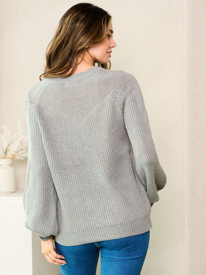 WOMEN'S LONG BALLON SLEEVE KNIT SWEATER