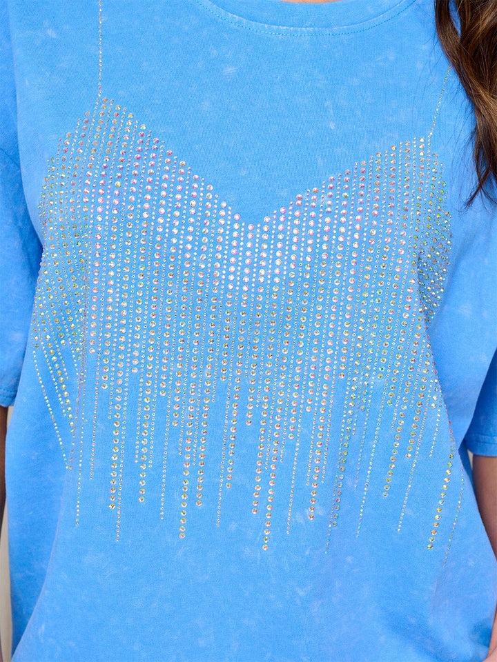 WOMEN'S SHORT SLEEVE STUDS DETAILED TOP