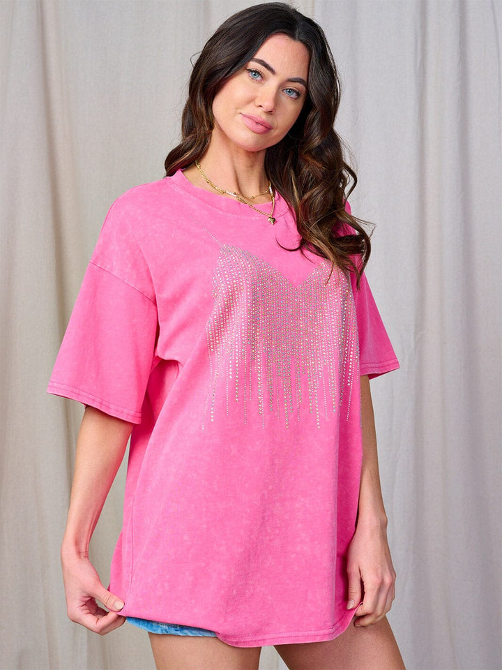 WOMEN'S SHORT SLEEVE STUDS DETAILED TOP