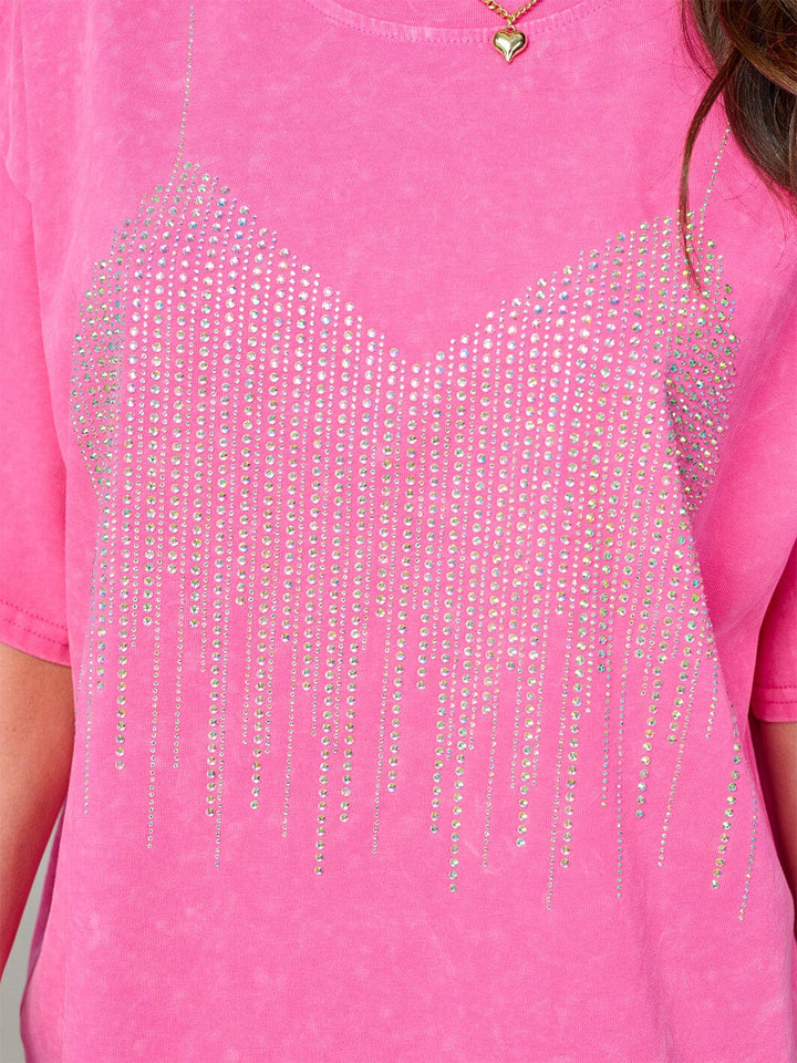 WOMEN'S SHORT SLEEVE STUDS DETAILED TOP