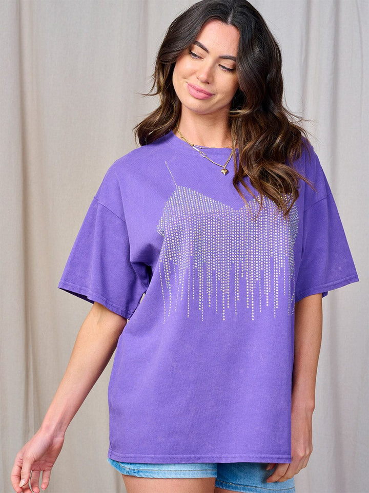 WOMEN'S SHORT SLEEVE STUDS DETAILED TOP