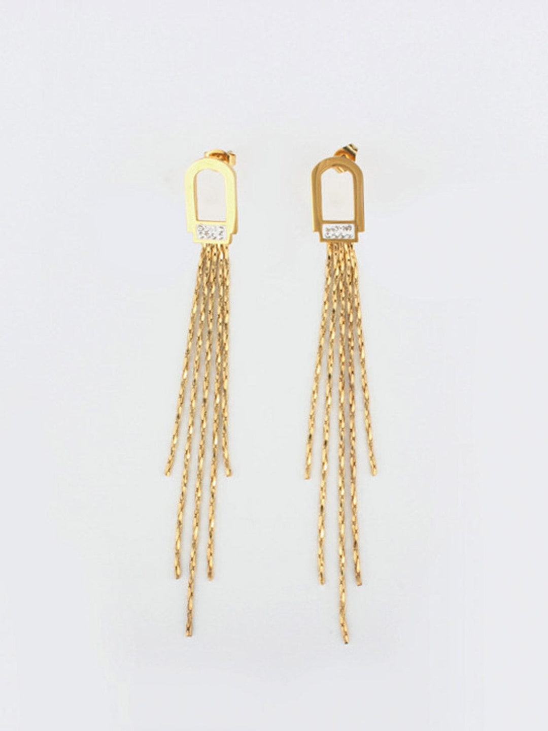 FASHION STAINLESS STEEL GOLD DROP EARRINGS