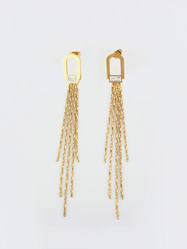 FASHION STAINLESS STEEL GOLD DROP EARRINGS