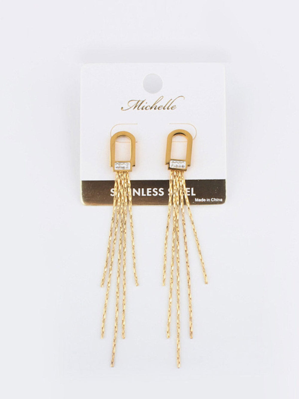 FASHION STAINLESS STEEL GOLD DROP EARRINGS
