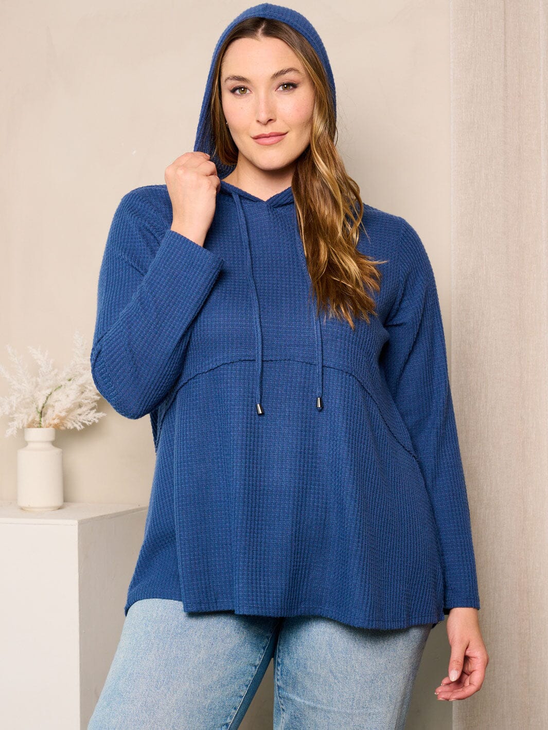 PLUS SIZE LONG SLEEVE HOODED TUNIC TOP