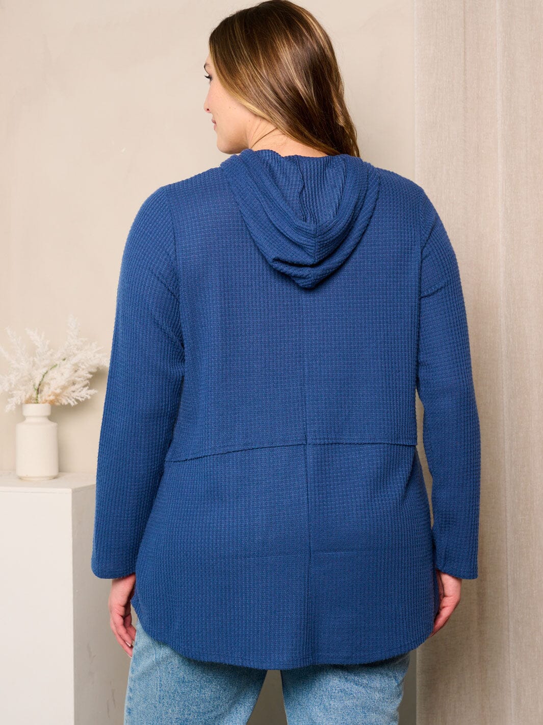 PLUS SIZE LONG SLEEVE HOODED TUNIC TOP