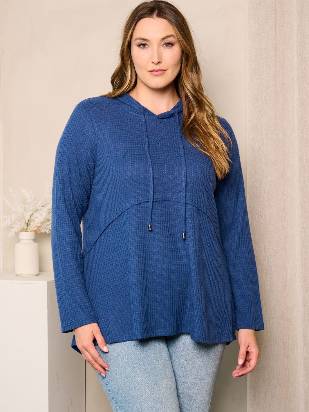 PLUS SIZE LONG SLEEVE HOODED TUNIC TOP