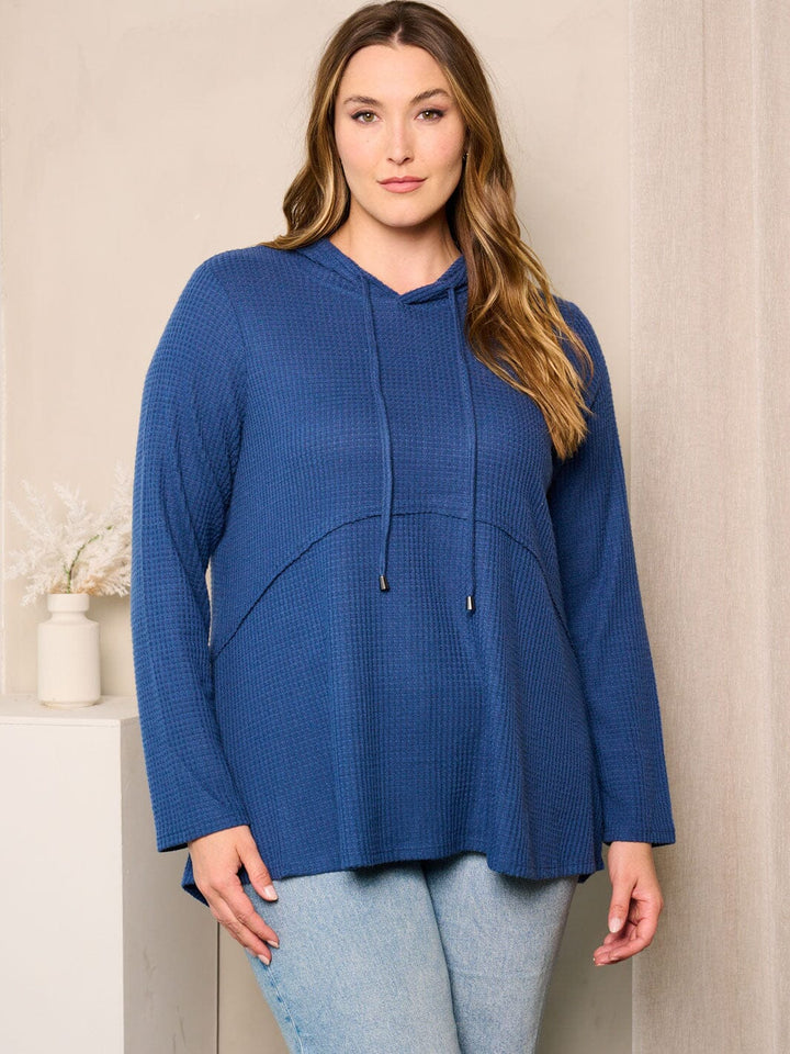 PLUS SIZE LONG SLEEVE HOODED TUNIC TOP