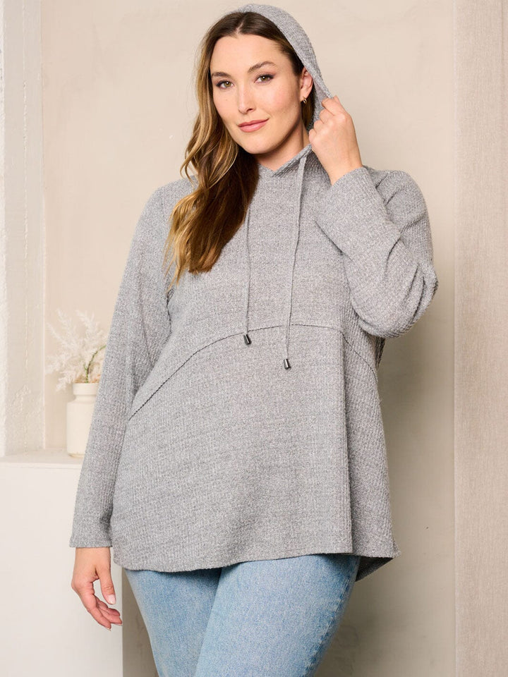 PLUS SIZE LONG SLEEVE HOODED TUNIC TOP