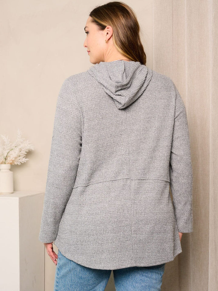 PLUS SIZE LONG SLEEVE HOODED TUNIC TOP