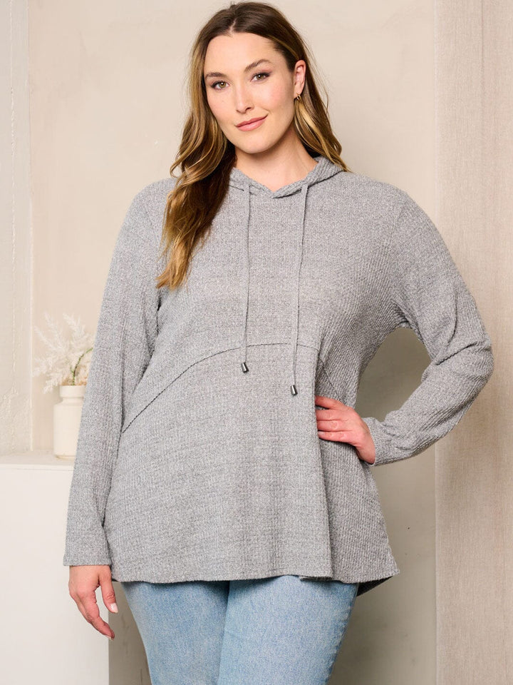 PLUS SIZE LONG SLEEVE HOODED TUNIC TOP