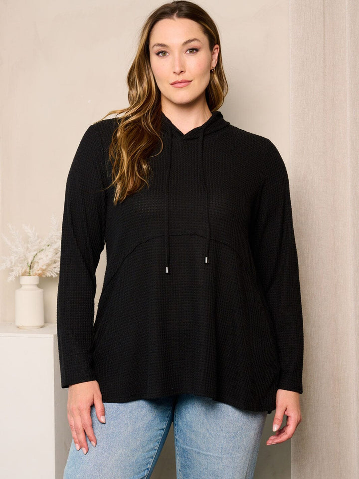 PLUS SIZE LONG SLEEVE HOODED TUNIC TOP