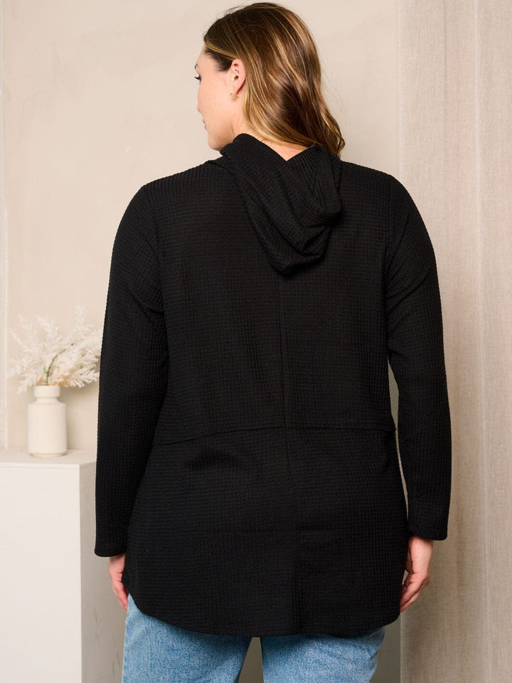 PLUS SIZE LONG SLEEVE HOODED TUNIC TOP