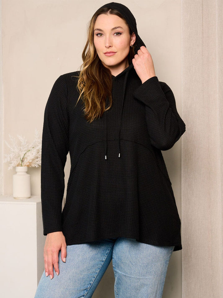 PLUS SIZE LONG SLEEVE HOODED TUNIC TOP