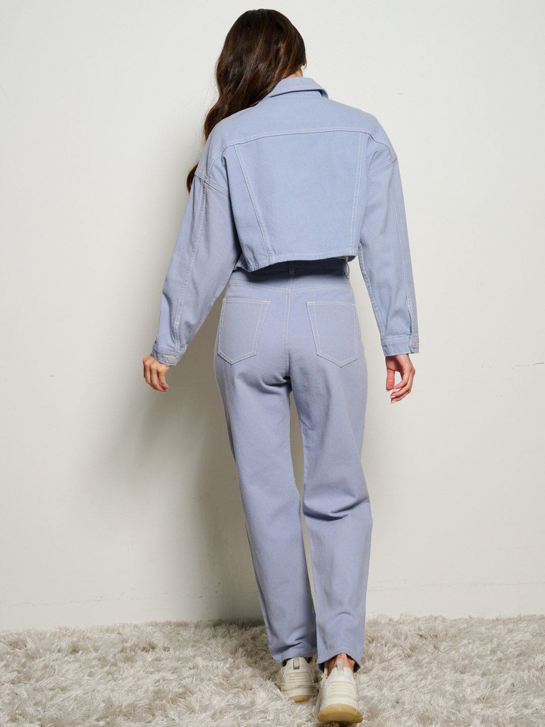 WOMEN'S LONG SLEEVE JACKET & BUTTON CLOSURE DENIM 2PC. SET