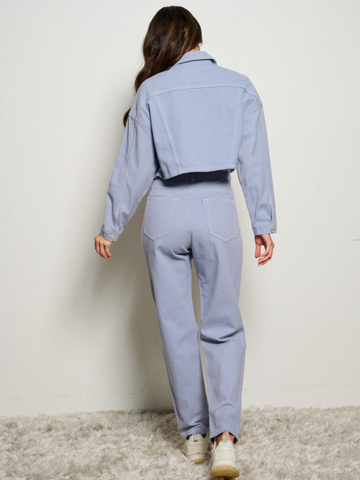 WOMEN'S LONG SLEEVE JACKET & BUTTON CLOSURE DENIM 2PC. SET