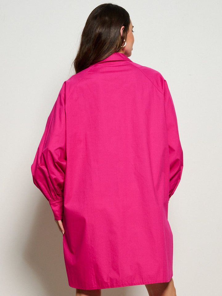 WOMEN'S LONG SLEEVE BUTTON UP FRONT POCKET TUNIC MINI DRESS