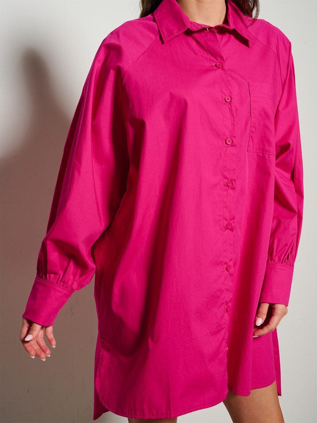 WOMEN'S LONG SLEEVE BUTTON UP FRONT POCKET TUNIC MINI DRESS