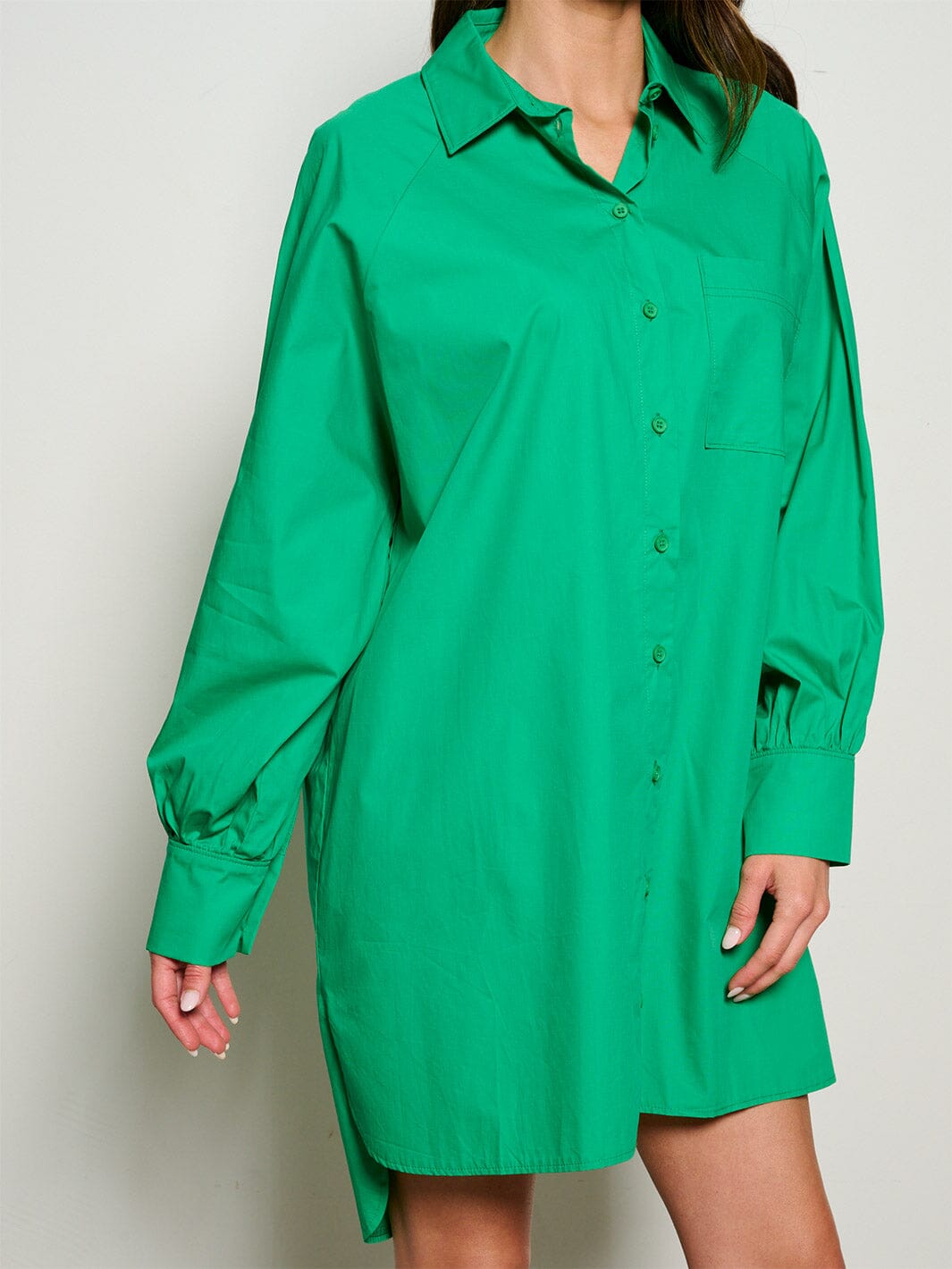 WOMEN'S LONG SLEEVE BUTTON UP FRONT POCKET TUNIC MINI DRESS