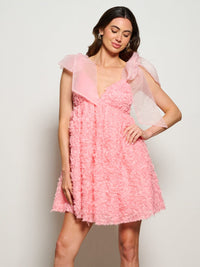 WOMEN'S SLEEVELESS V-NECK NECK FIT & FLARE FLORAL DETAILED MINI DRESS