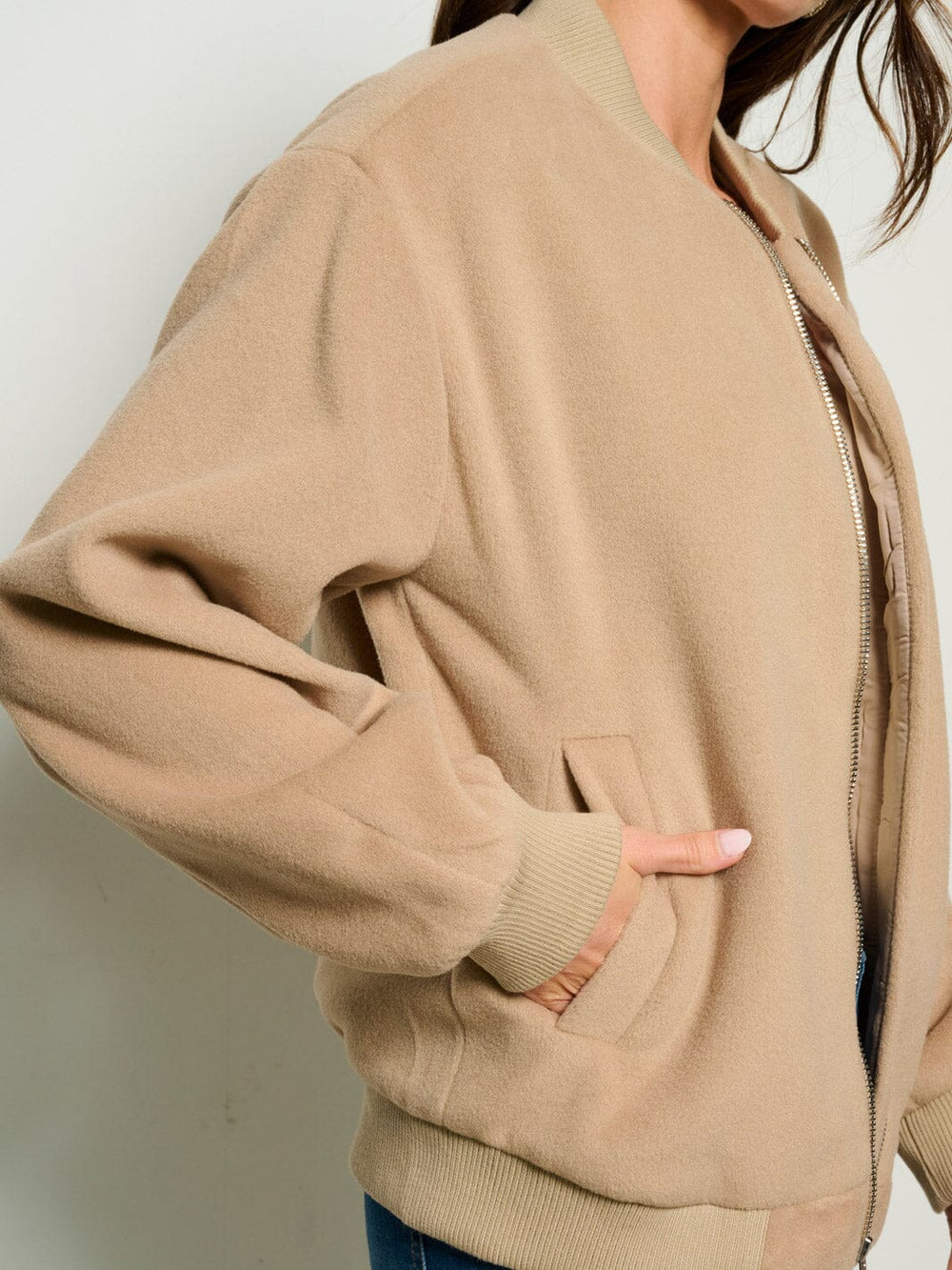 WOMEN'S LONG SLEEVE ZIP UP FRONT POCKETS JACKET