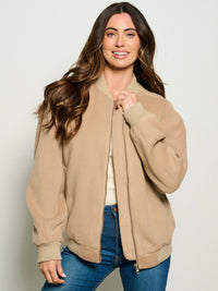 WOMEN'S LONG SLEEVE ZIP UP FRONT POCKETS JACKET