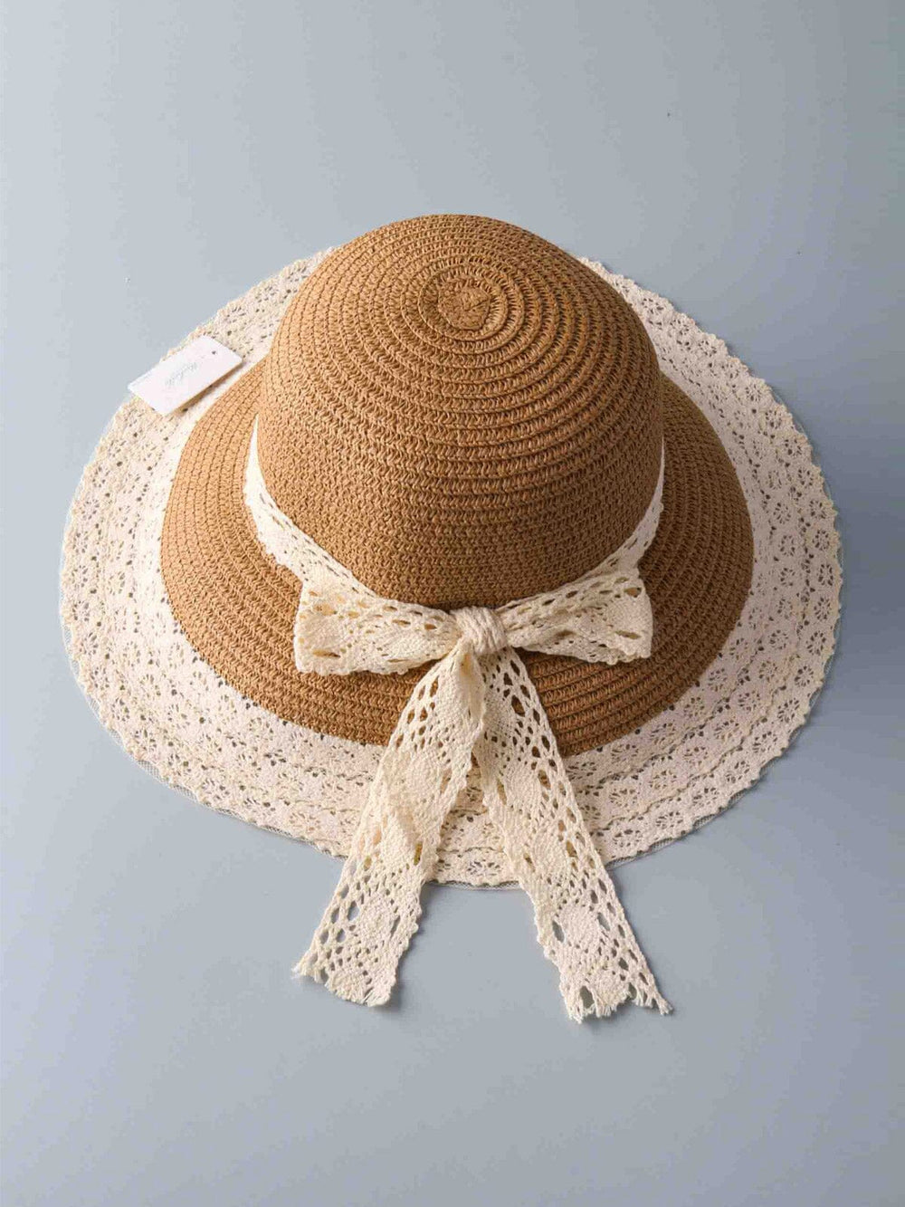 WOMEN'S LACE BOW TRIM DETAILED SUN HATS
