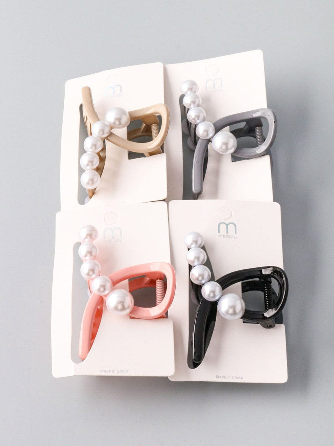 WOMEN'S ASSORTED COLORS PEARL HAIR CLAW CLIPS